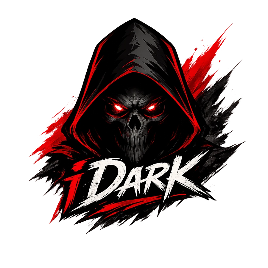 Nouveau logo iDarK : personnage masqué noir et rouge